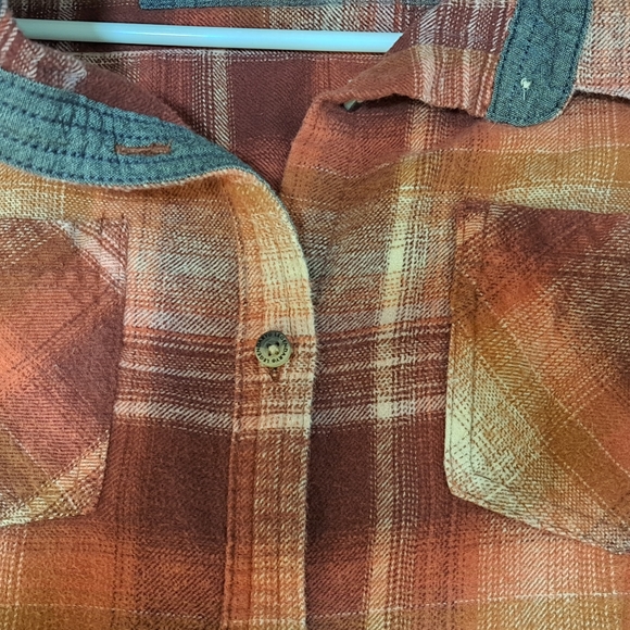 Legendary Whitetails Brown Orange Pumpkin Spice Flannel Button Up Womens Size L - Picture 3 of 11